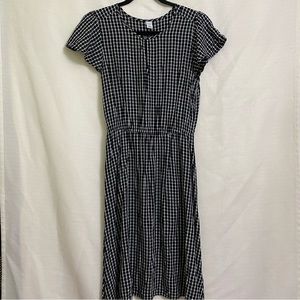 Old Navy- black and white gingham midi dress-Size XS